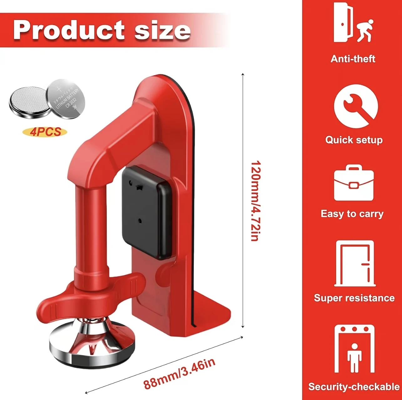 Door Stop Alarm - 1 szt. Przenośny blokada drzwi z